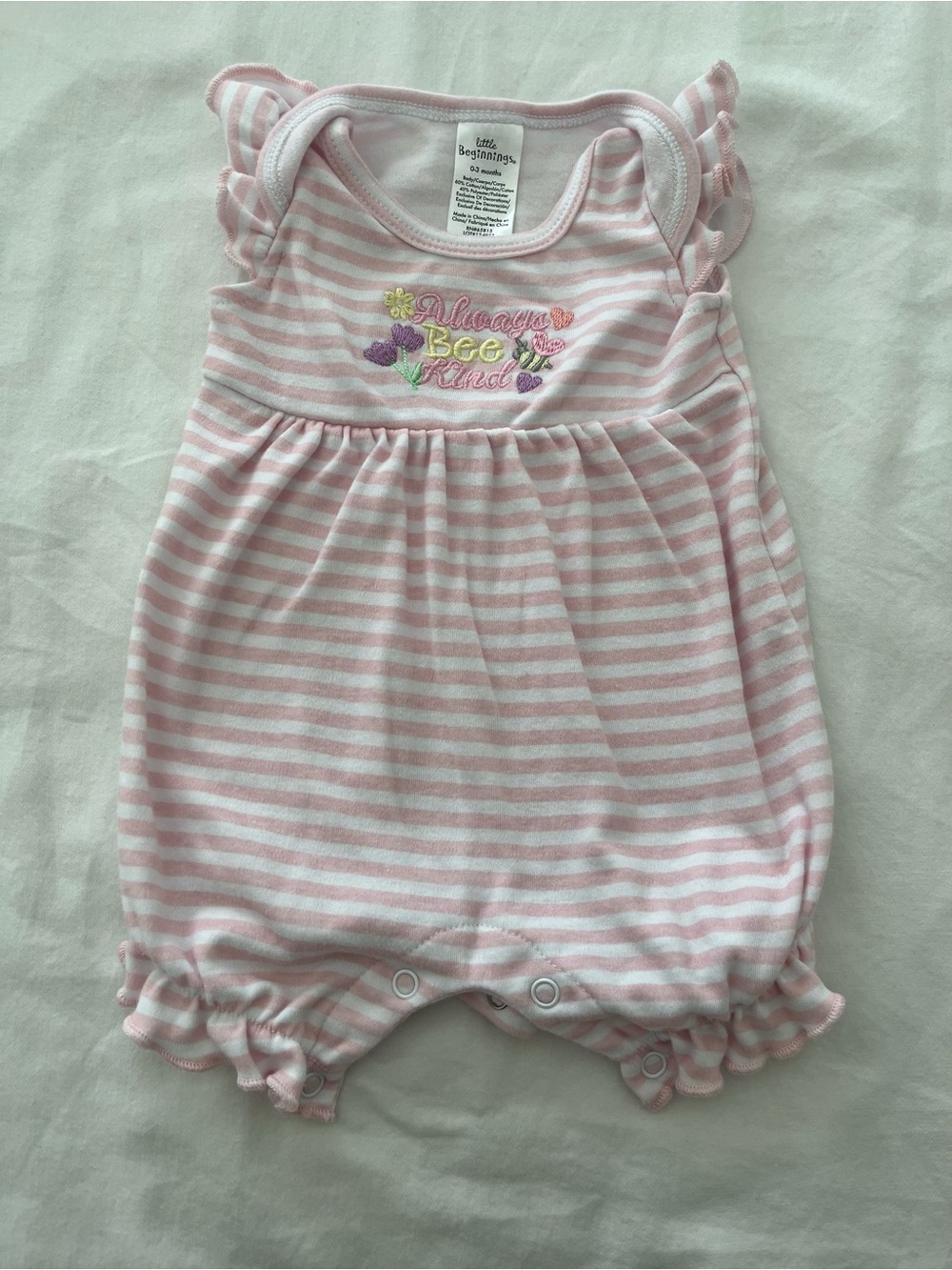 Carter's Pink and White Striped Baby One-Piece Romper with Embroidery